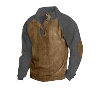 Corduroy Pullover for Men UK Jumper Button Up V Neck Henley Sweatshirts Mock Neck Pullover Sweat Tops Long Sleeve Winter Sweaters Mens Corduroy Shirt Jumpers with Elbow Patches