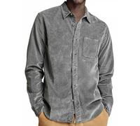 Corduroy Shirts for Men Long Sleeve Long Sleeve Shirt Jacket with Double Pockets Lightweight Button Down Shacket Tops Camiseta Blanca para Hombre(Grey, 4XL)