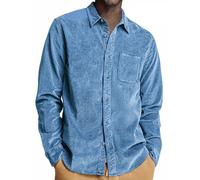 Corduroy Shirts for Men Long Sleeve Long Sleeve Shirt Jacket with Double Pockets Lightweight Button Down Shacket Tops Playeras Deportivas para Hombre(Sky Blue, 4XL)