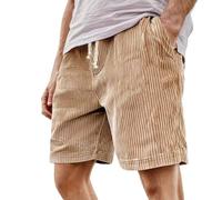 Corduroy Shorts for Men UK Casual Drawstring Summer Jogging Shorts with Pockets Elasticated Waist Lightweight Cotton Lounge Bottoms for Holiday Beach Work Sports S-5XL (A0a3-Khaki, L)