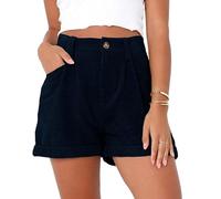 Corduroy Shorts for Women with Pockets Short Hem High Waist Casual Shorts High Waist Shorts