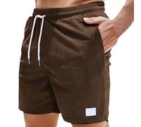 Corduroy Shorts Men Comfort Breathable Half Pants Plain Lightweight Pant with Pocket Jogger Short Elasticated Waist Drawstring Casual Sweatpants Stylish Smart Summer Halfpants for Daily Coffee