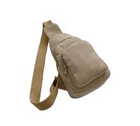 Corduroy Sling Bag Fanny Pack Crossbody Purse Mini Backpack Tote, Khaki, 15cm*7cm*24cm/5.9in*2.75in*9.45in, Casual