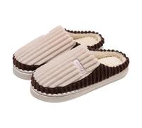 Corduroy Slippers Women Home Slippers Unisex Couple Striped Slipper Patchwork House Slipper Winter Warm Sliders Indoor Bedroom Sliders Casual Outdoor Slides Soft Cozy Slides For Warmth