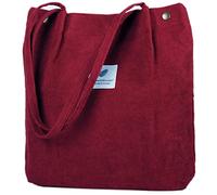 Corduroy Tote Bag Cute Tote Bags for Women Shoulder Bag with Inner Pocket for Work Beach Travel and Shopping Grocery, Red, L