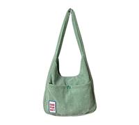 Corduroy Tote Bag for Women Y2K Cute Purse with Front Pocket Downtown Girls Aesthetic Shoulder Handbags Preppy Stuffs, Green, M, Casual