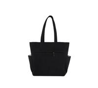 Corduroy Tote Bag Simple Shoulder Bag Leisure Commuter Tote Bag Large Capacity Handbag Cord Tote Bag Women Shopping Bag for Travel Gym Vacation (Black)