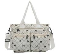 Corduroy Tote Handbag Women Multi-pocket Bow Print Shoulder Crossbody Bag Commuter Daily Bag, Beige, 38*17*26cm / 14.9*6.6*10.2 inches