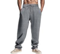 Corduroy Trousers Men Work Trousers Men Wide Leg Trouser Elasticated Waist Cropped Trouser Straight Relaxed Workwear Solid Color Comfy Pants Super Soft Lightweight Pant Outdoor S-3Xl Grey
