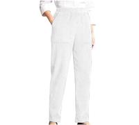 Corduroy Trousers Women Elasticated Waist With Pocket Casual Pants Trousers Relax Fit Ladies Full Length Trousers Hogh Waisted Everyday Stretchy Lightweight Pants Straight Leg Trouser White XXL