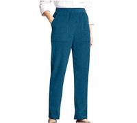 Corduroy Trousers Women Straight High Waisted Casual Corduroy Pants Loose Chinos Ladies Pull On Soft Comfy Jogger Sweatpants Casual Stretchy Paperbag Pants with Pockets Plus Size Blue 3XL