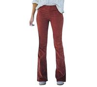 Corduroy Trousers Women's Flared Bootcut High Waist Black Slim Fit Long Cord Pants Straight Leg Stretch Boyfriend Casual Skinny Tube