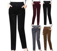 Corduroy Trousers Women's Warm Winter Trousers with Pockets