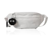 Corduroy Waist Bag Women Elegant Waist Bag Sport Waist Bag with Black Ball Pendant Unisex for Outdoor Activities Sport Travel Running (White)