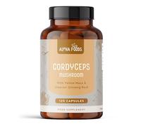 Cordyceps Capsules 4000mg | Cordyceps Mushroom Extract | Performance Supplement for Brain Focus & Immune Support | 120 Vegan Capsules | with Zinc Maca & Ginseng Root | Powder Alternative | Alpha Foods
