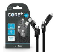 CORE+ | 4-in-1 Cable | Up to 60W Power Delivery & 480Mbps Data Transfer | Type-C, 8-Pin, Type-A Connectors