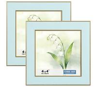CORE ART 4x4 Picture Frames, Soft Blue Photo Frames Set of 2, Square Colorful Frame with HD Plexiglass, Wall or Tabletop Display