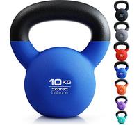 Core Balance 10kg Kettlebell Weight Cast Iron Neoprene Coated Heavy Duty Strength Training (Blue)