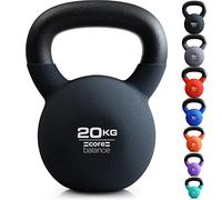 Core Balance 20kg Kettlebell Weight Cast Iron Neoprene Coated Heavy Duty Strength Training (Black)