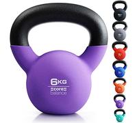 Core Balance 6kg Kettlebell Weight Cast Iron Neoprene Coated Heavy Duty Strength Training (Purple)