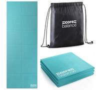 Core Balance Foldable Travel Yoga Mat, Non Slip PVC Foam with Textured Grip, 5mm Thick for Balance & Comfort, Lightweight, Compact & Portable, Exercise Mat with Drawstring Bag, 173cm × 61cm (Teal)