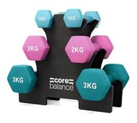 Core Balance Hex Dumbbell Set with Rack, 12kg
