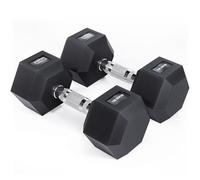 Core Balance Hex Dumbbells Pair - 2 x 12.5kg, Cast Iron, PVC Coated Anti-Roll Hexagonal Weights, Knurled Non-Slip Handles, Home Gym Fitness, Strength Training, Weight Lifting