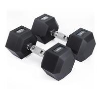Core Balance Hex Dumbbells Pair - 2 x 15kg, Cast Iron, PVC Coated Anti-Roll Hexagonal Weights, Knurled Non-Slip Handles, Home Gym Fitness, Strength Training, Weight Lifting