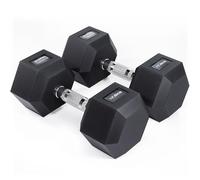 Core Balance Hex Dumbbells Pair (2 x 17.5kg), Heavy Duty Cast Iron, PVC Encased Anti Roll Hexagonal Weights, Knurled Non Slip Handles, Home Gym Fitness, Strength Training, Weight Lifting, Exercise