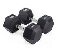 Core Balance Hex Dumbbells Pair - 2 x 20kg, Cast Iron, PVC Coated Anti-Roll Hexagonal Weights, Knurled Non-Slip Handles, Home Gym Fitness, Strength Training, Weight Lifting