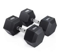 Core Balance Hex Dumbbells Pair (2 x 22.5kg), Heavy Duty Cast Iron, PVC Encased Anti Roll Hexagonal Weights, Knurled Non Slip Handles, Home Gym Fitness, Strength Training, Weight Lifting, Exercise