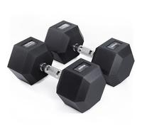 Core Balance Hex Dumbbells Pair - 2 x 25kg, Cast Iron, PVC Coated Anti-Roll Hexagonal Weights, Knurled Non-Slip Handles, Home Gym Fitness, Strength Training, Weight Lifting