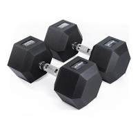 Core Balance Hex Dumbbells Pair (2 x 27.5kg), Heavy Duty Cast Iron, PVC Encased Anti Roll Hexagonal Weights, Knurled Non Slip Handles, Home Gym Fitness, Strength Training, Weight Lifting, Exercise