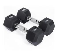 Core Balance Hex Dumbbells Pair - 2 x 7.5kg, Cast Iron, PVC Coated Anti-Roll Hexagonal Weights, Knurled Non-Slip Handles, Home Gym Fitness, Cardio, Toning, Strength Training, Exercise