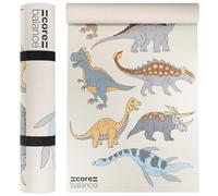 Core Balance Kids Yoga Mat with Strap, Screen-Printed Dinosaur Pattern, Non Slip PVC Foam, Textured Grip, 6mm Thick for Cushioning & Support, Easy to Clean, Active Play & Exercise Mat, 152cm x 60cm
