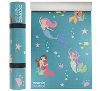 Core Balance Kids Yoga Mat with Strap, Screen-Printed Mermaid Pattern, Non Slip PVC Foam, Textured Grip, 6mm Thick for Cushioning & Support, Easy to Clean, Active Play & Exercise Mat, 152cm x 60cm