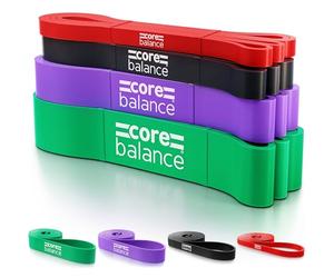 Core Balance Long Loop Resistance Bands For Assisted Pull Ups Strength Training Natural Latex Set Of 4