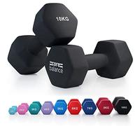 Core Balance Neoprene Hex Dumbbells, Pair, 10kg, Black