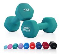 Core Balance Neoprene Hex Dumbbells, Pair, 3kg, Teal
