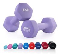 Core Balance Neoprene Hex Dumbbells, Pair, 4kg, Purple