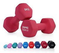 Core Balance Neoprene Hex Dumbbells, Pair, 8kg, Crimson