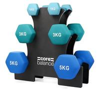 Core Balance Neoprene Hex Dumbbells, Pair | Sold as a Pair, Solid Cast Iron Core, Soft-Touch Neoprene Coating, Anti-Roll Hexagonal Design, Ideal for Strength Training