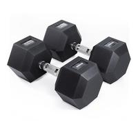 Core Balance Pro Hex Dumbbells, 12.5kg-30kg, Single or Pair | Cast Iron Core, PVC-Coated Anti-Roll Hex Design, Knurled Non-Slip Grip, For Strength Training, Home Gym & Weight Lifting
