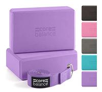 Core Balance Yoga Block Set, 2 Blocks & Strap, Purple