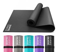 Core Balance Yoga Mat With Strap 6mm Thick Non Slip Foam For Home Exercise (Black)