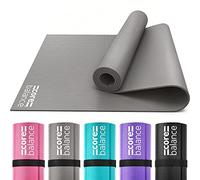 Core Balance Yoga Mat With Strap 6mm Thick Non Slip Foam For Home Exercise (Grey)