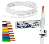 Core cable, single core, rigid, PVC cable, H07V-U 1.5 mm², colour: white, 10 m/15 m/20 m/25 m/30 m/35 m/40 m/45 m/50 m/55 m/60 m up to 100 m freely selectable