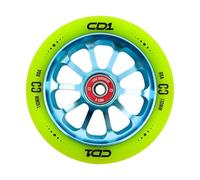 CORE CD1 Spoked Stunt Scooter Wheel 110mm ABEC 9 Bearings (Replacement Pro Scooter Wheels) - Lime/Blue