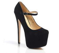 Core Collection Womens Ladies Mary Jane Stiletto HIGH Heel Party Platform Ankle Strap Shoes Size 3-8 Black Suede