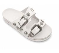 Core Collection Womens Slide Sandals Ladies Open Toe Summer Beach Holiday Western Buckle Sliders (White, UK Footwear Size System, Adult, Women, Numeric, Medium, 4)